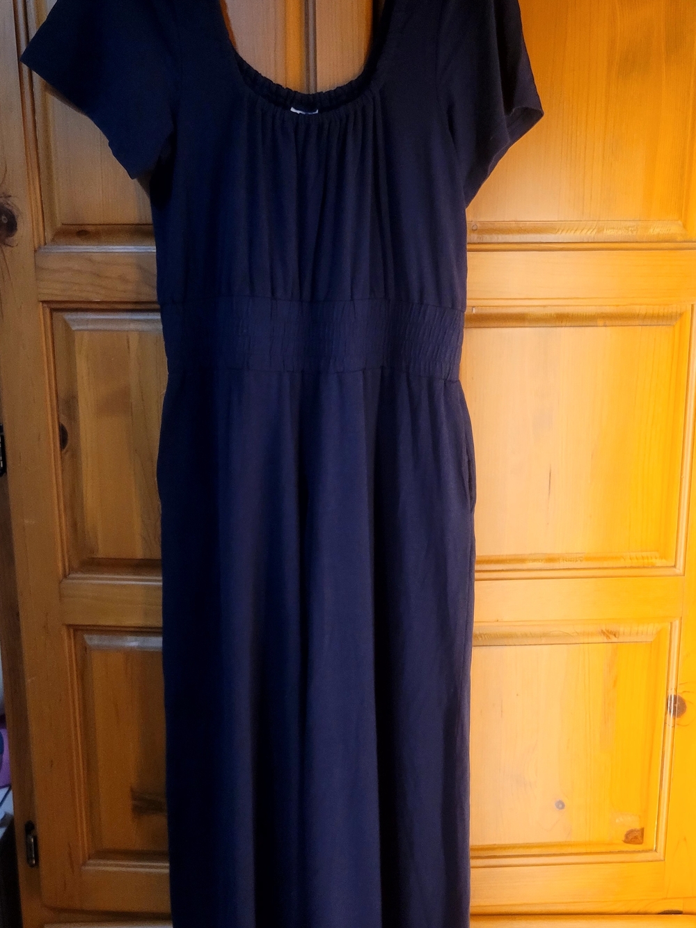 Smash + Tess Navy Short-Sleeve Maxi Jumpsuit